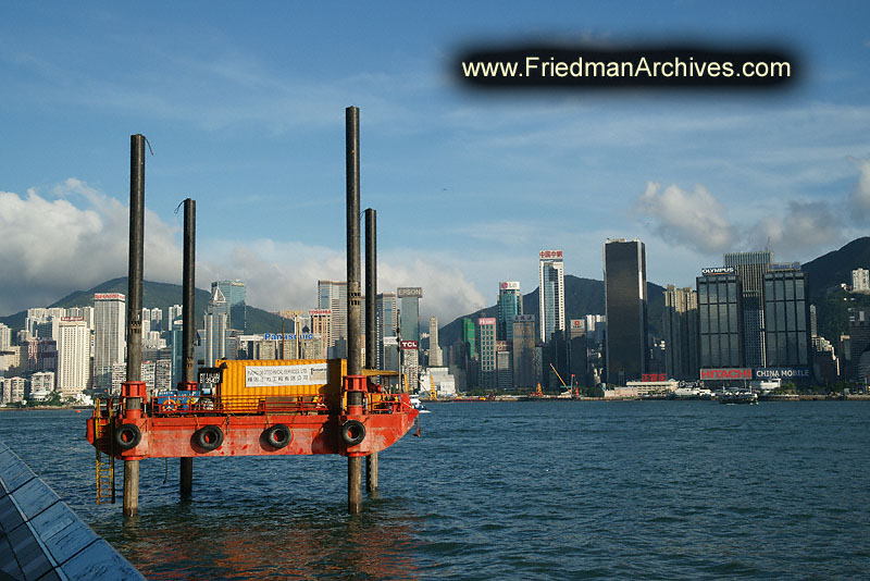 Drilling Platform Hong Kong Skyline
