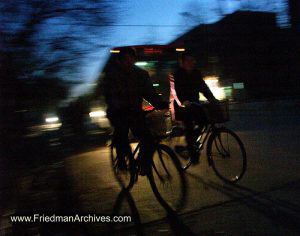 2 bicycles at night