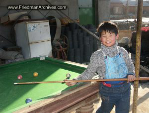 Boy and Pool Cue