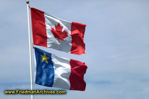 Canadian and Acadian Flags