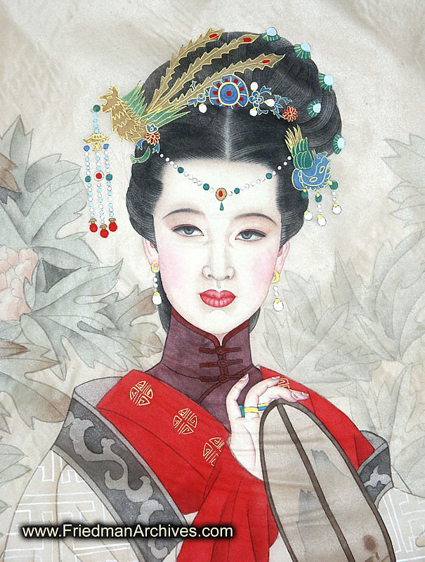 Chinese Woman silk painting