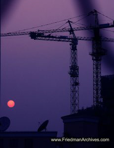 Cranes at dusk