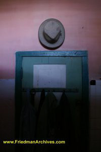 Hat on wall above doorway
