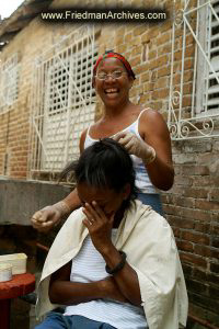 Laughing During Haircut