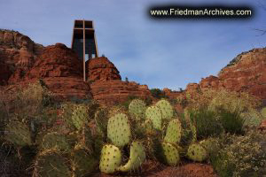 Sedona Church and Cactus