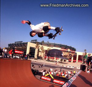 Skateboard Images - Flying over Edison Stadium
