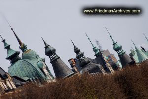 Sweden Rooftop Spires at an Angle